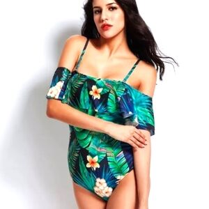 Floral off shoulder Monokini swimsuits